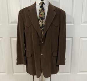 J.G. Hook Men's Brown Corduroy Western Elbow Patch Sportscoat Size 48L